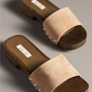 Stylish Beige Suede Mules by Sibilou